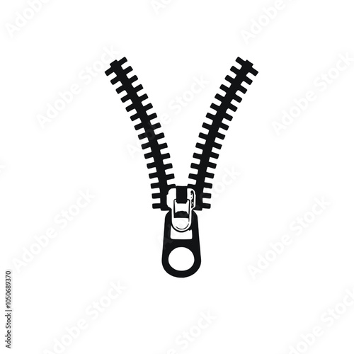 Two black zippers, vector silhouette