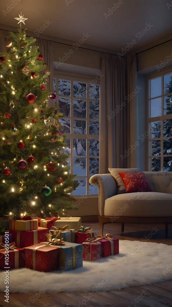 living room with christmas tree living room with christmas tree