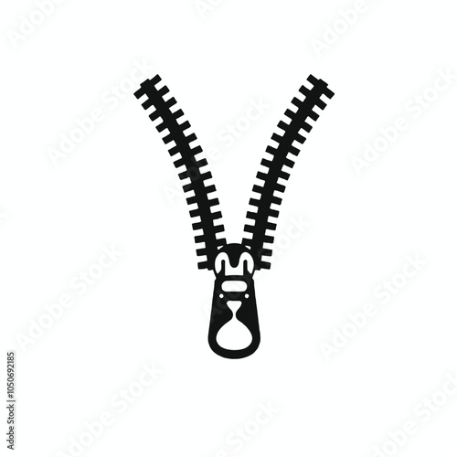 Two black zippers, vector silhouette