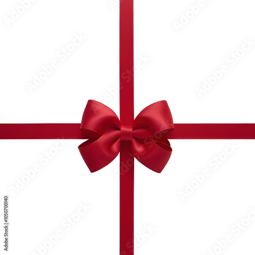 Red satin ribbon with bow isolated png on a transparent background