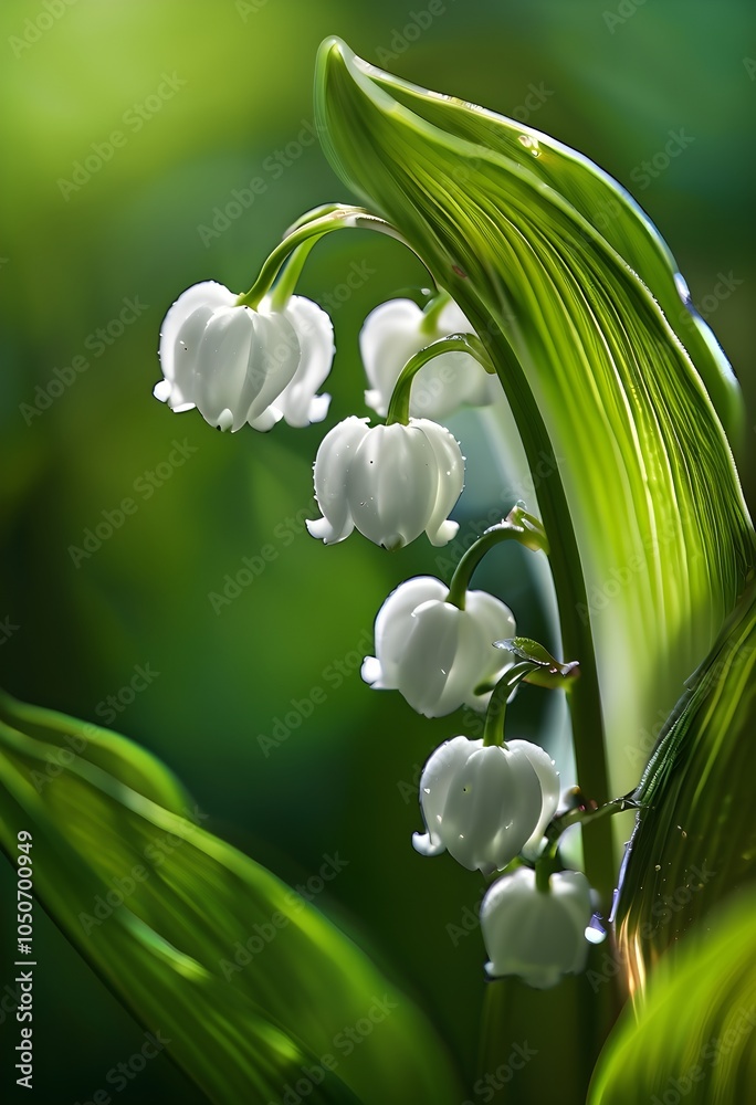 Obraz premium lily of the valley (Convallaria majalis), highlighting the tiny