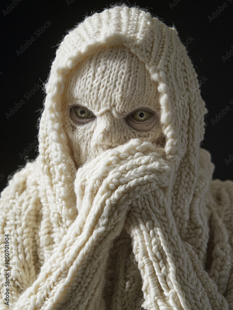 Obraz premium hyperrealistic funny gost knitting