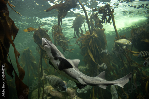 Εκτύπωση καμβά Spotted gully shark in the kelp forest