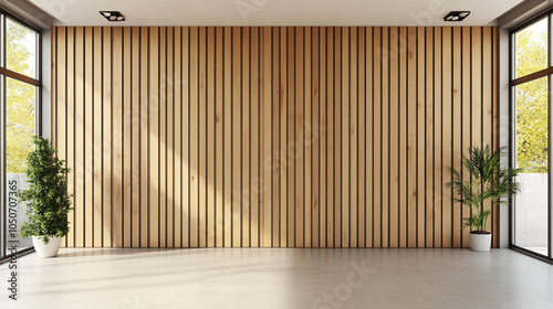 Wooden wall with a large gap in the middle. The wall is made of wood and has a rustic feel to it photo