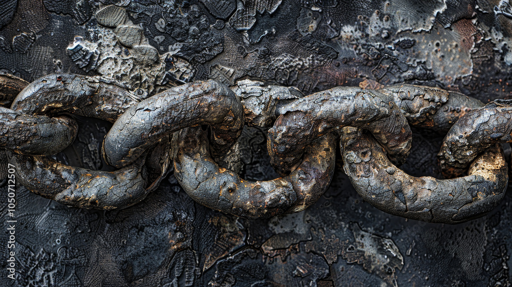 A chain is shown in a black and grey color A chain is shown in a black and grey color