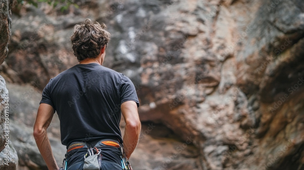 Naklejka premium A climber's journey conquering nature's vertical challenges with determination and skill