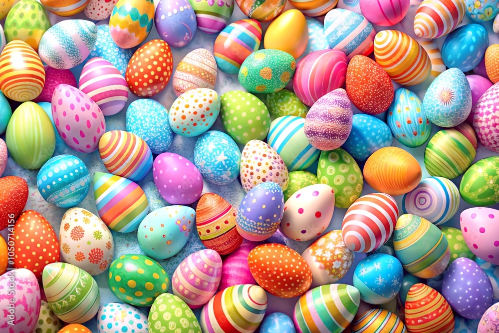 Obraz premium Bouquet carpet of colorful painted spring Easter eggs