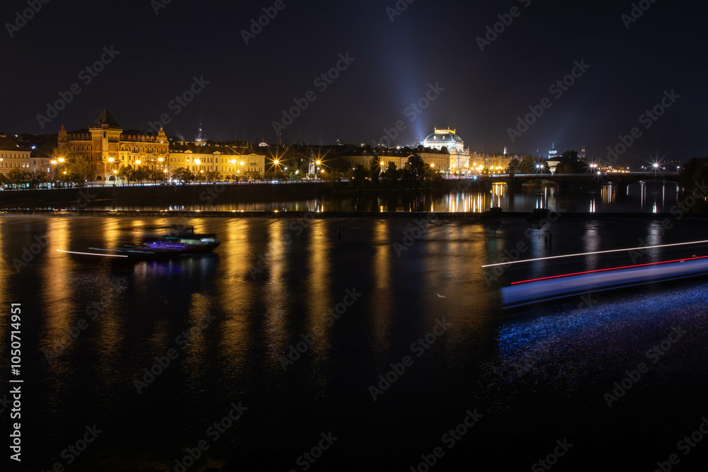 Moldau, Prague at night - view from Charles Bridge Moldau, Prague at night - view from Charles Bridge