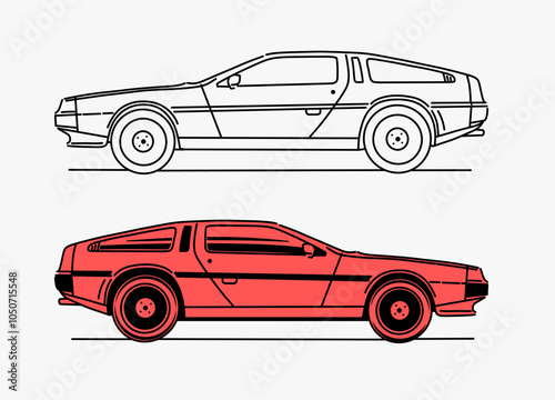 Hand drawn car outline vector image. Vehicle art.