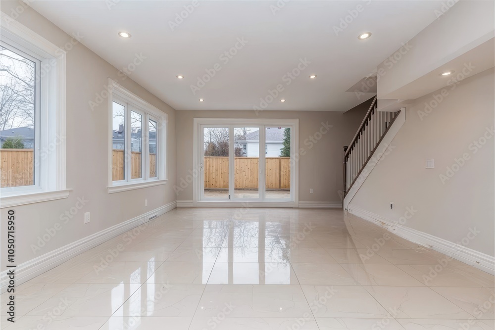 Obraz premium a clean and empty room with white walls and a window