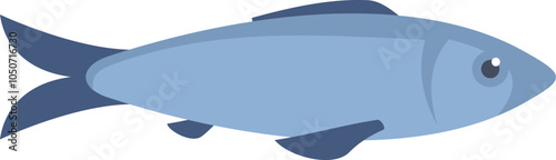 Simple cartoon style icon of a herring fish swimming underwater