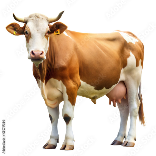 Close-up of a White Cow's Side Against a White Background photo