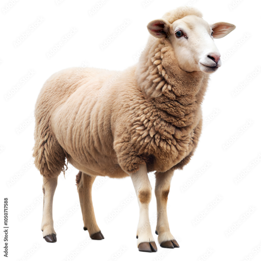 Fototapeta premium Side View of a Sheep on a White Background