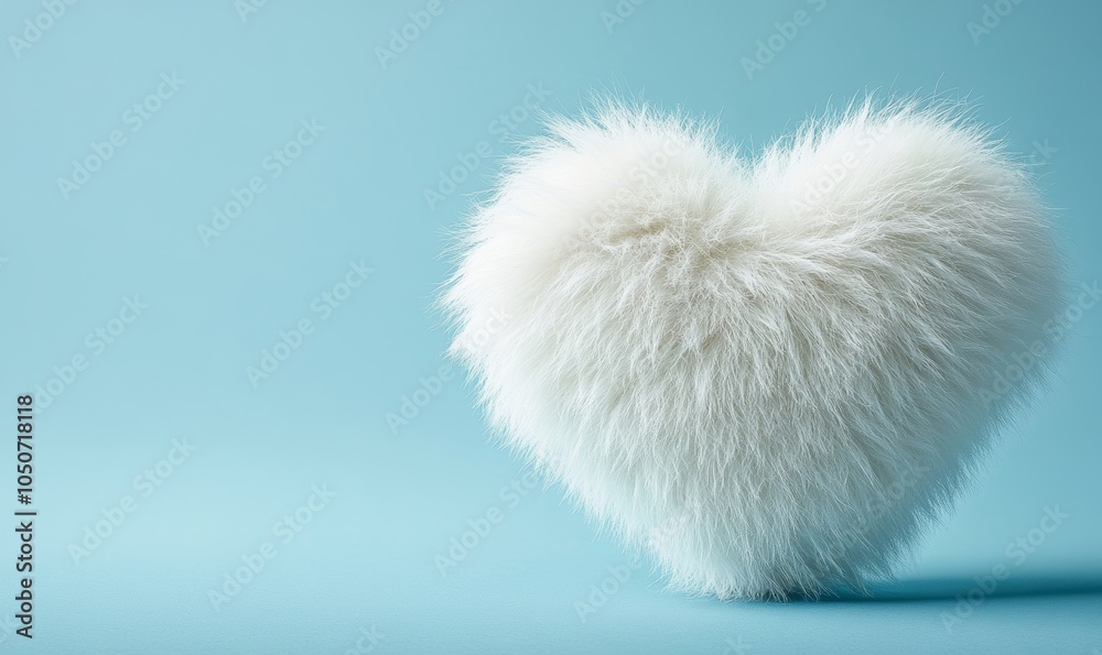 Fluffy White Fur Heart Shape on Baby Blue Minimal Background, Soft Texture, Love and Comfort Theme, Valentine's Day, Romantic Decor, Cozy Feel, Unique, Generative AI Fluffy White Fur Heart Shape on Baby Blue Minimal Background, Soft Texture, Love and Comfort Theme, Valentine's Day, Romantic Decor, Cozy Feel, Unique, Generative AI
