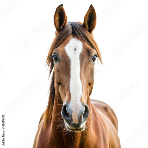 White Horse Portrait on Plain Background
