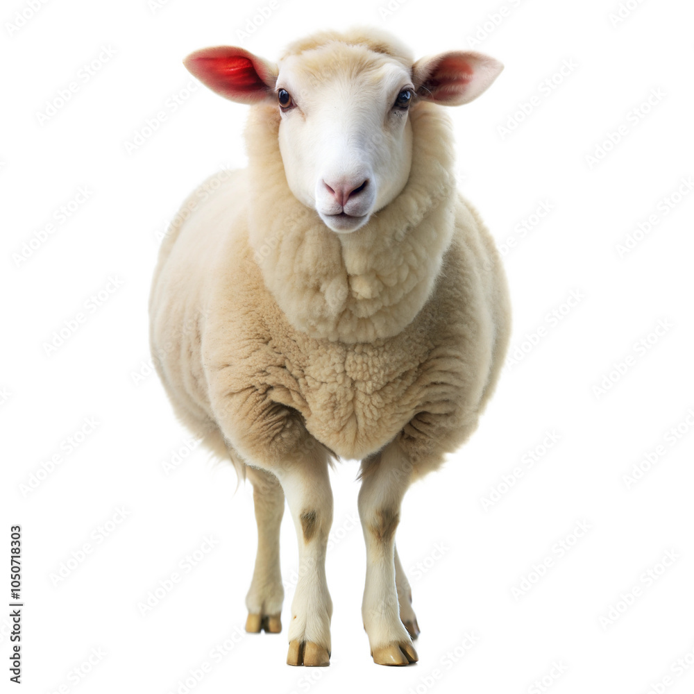 Fototapeta premium White Sheep Isolated on White Background