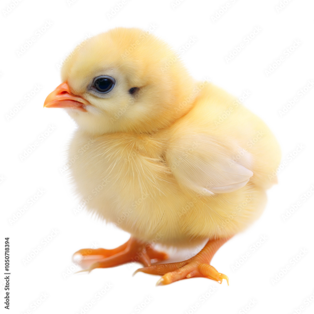 Obraz premium Side View of a Baby Chicken Against a White Background