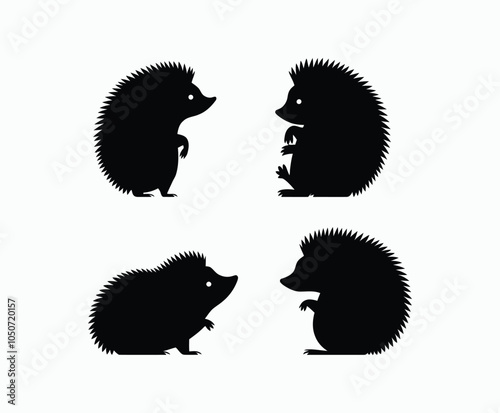 Charming Hedgehog Shapes Silhouette EPS Vector Template Illustration