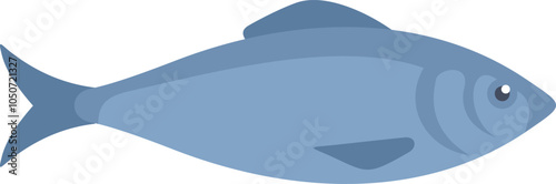 Simple cartoon style icon of an atlantic herring fish swimming underwater, side view