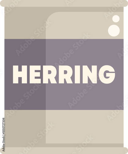 Closed tin can containing preserved herring fillets, a common pantry staple