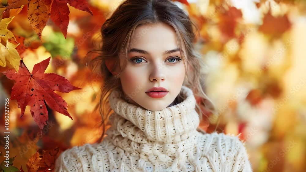 A girl in a white sweater on an autumn background. A girl in a white sweater on an autumn background.
