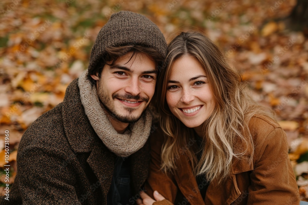Fototapeta premium Cozy young couple in a park, Generative AI