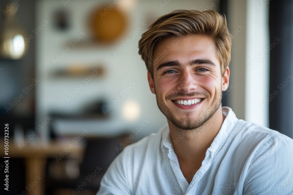 Obraz premium Smiling young businessman at home, Generative AI
