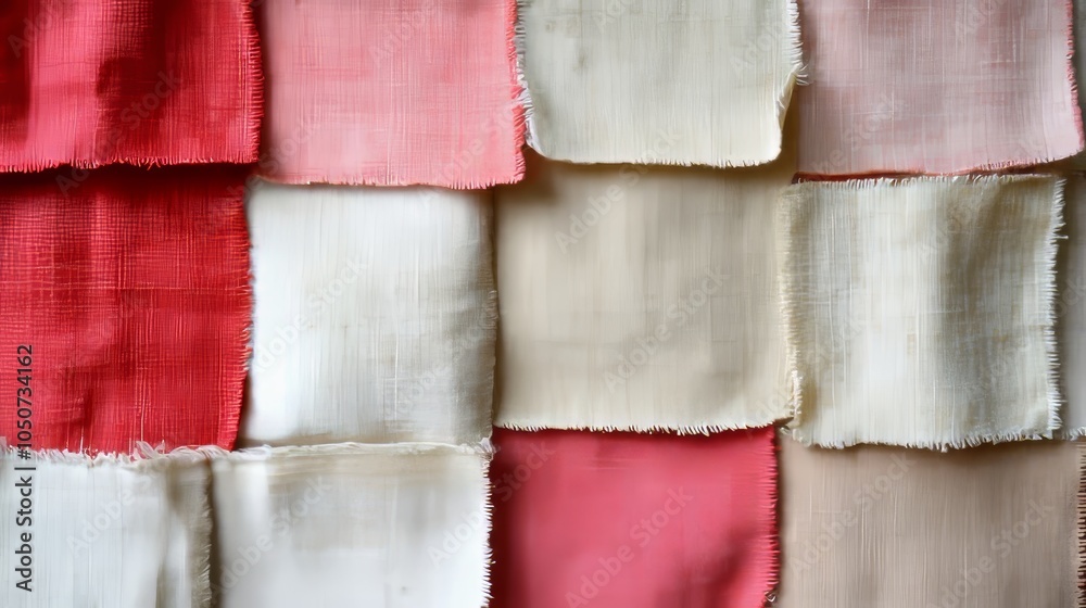 Fototapeta premium Japanese Vintage Fabric Texture in Red and White