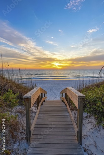 Sunset Beach Walkway: Golden Hour on the Coast