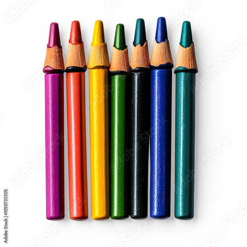 Colorful Crayon-Shaped Pencils on a Transparent Background