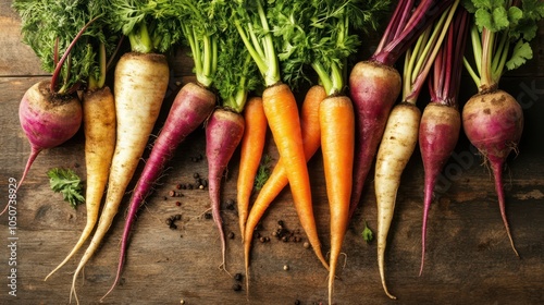 Wallpaper Mural Rustic Display of Colorful Root Vegetables Torontodigital.ca