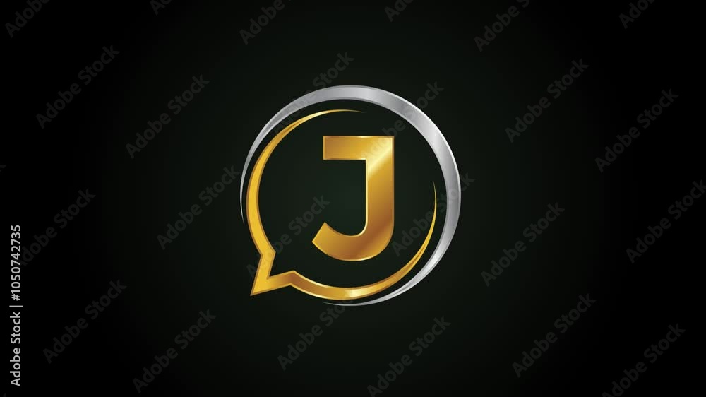 Initial alphabet J with a bubble chat icon. Talking chatting logo animation Initial alphabet J with a bubble chat icon. Talking chatting logo animation