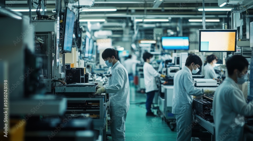Assembly Line Workers in a Factory Assembly Line Workers in a Factory