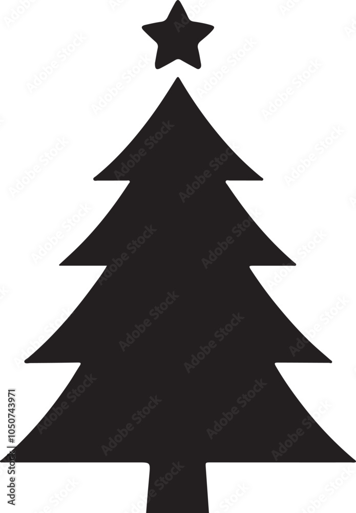 Obraz premium Elegant Christmas Tree Silhouette Vector for Seasonal Decor and Holiday Artwork