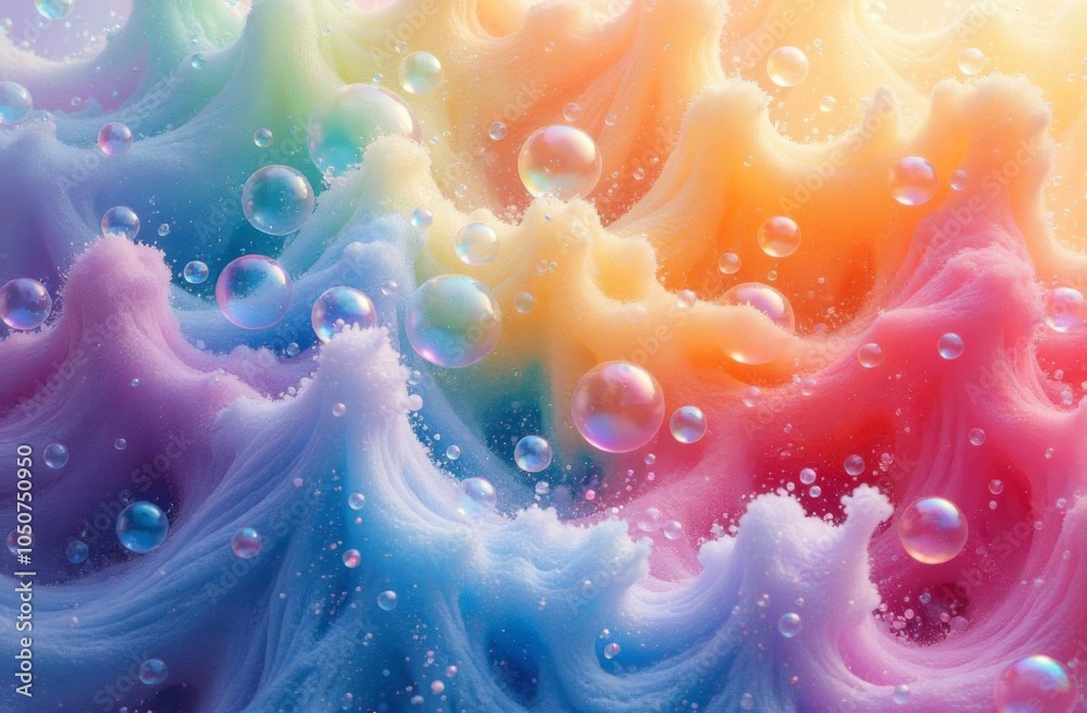 Background of colorful soap bubbles and foam, space for text Background of colorful soap bubbles and foam, space for text