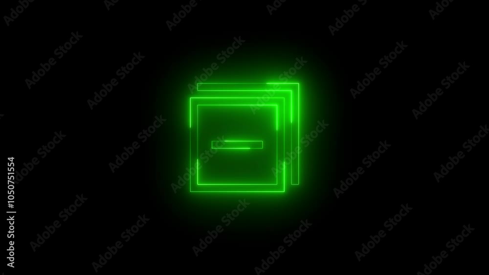 Neon collapse content icon glowing black background animation Neon collapse content icon glowing black background animation