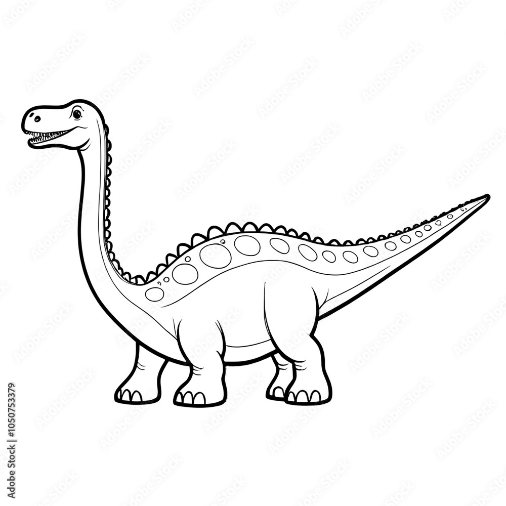 Naklejka premium Coloring page for kids about cute cartoon dinosaur bold & easy