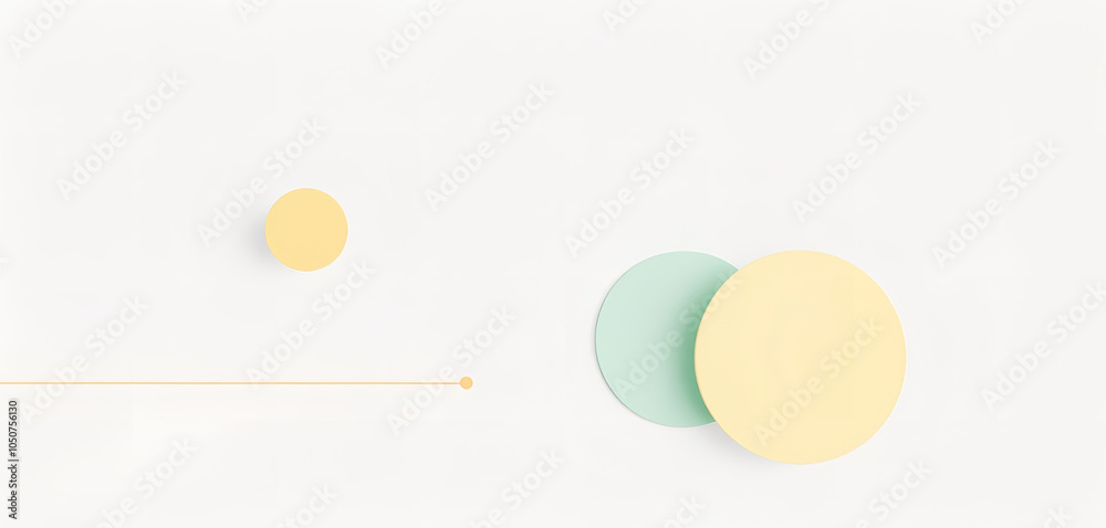 Minimalist Geometric Circles in Yellow and Mint with Linear Element