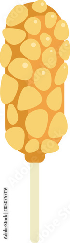 Crunchy and savory korean style corn dog dipped in batter and fried, featuring pieces of potato