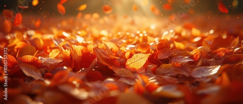 Autumn's Embrace, vibrant golden leaves heaped together, inviting warmth and the essence of the season underfoot photo