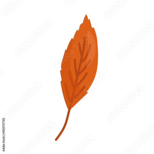 Orange autumn leaf on a white background. Vector illustration