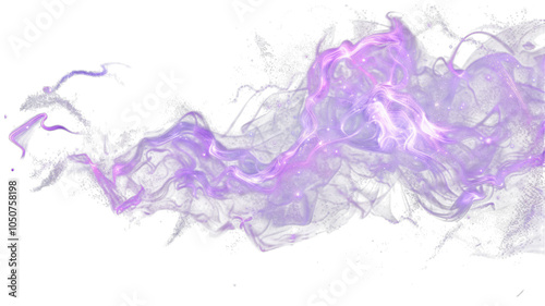 Abstract purple smoke with glittering stars, transparent background