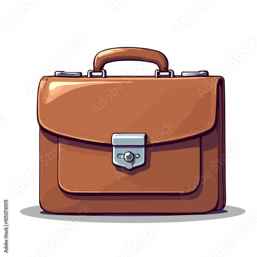 Classic brown leather satchel vector illustration, business accessory design
