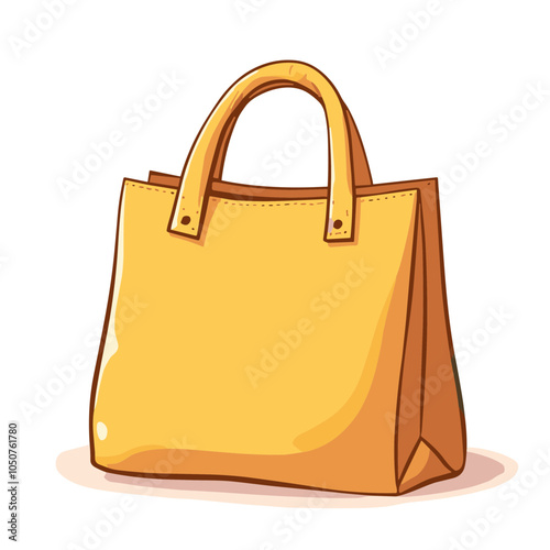 Yellow shopping bag vector illustration, retail accessory design