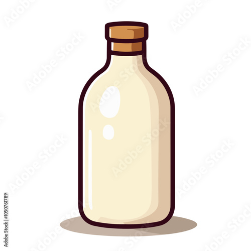 Glass milk bottle vector illustration, dairy container design