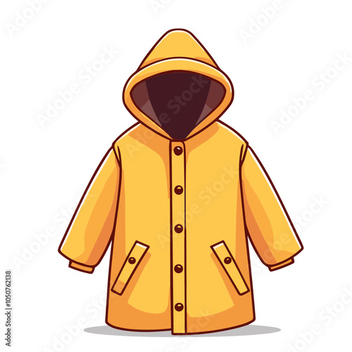 Yellow raincoat vector illustration, children's outerwear design