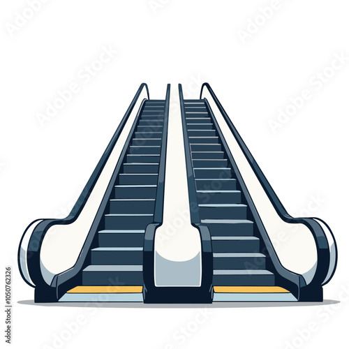 Double escalator vector illustration, shopping center equipment