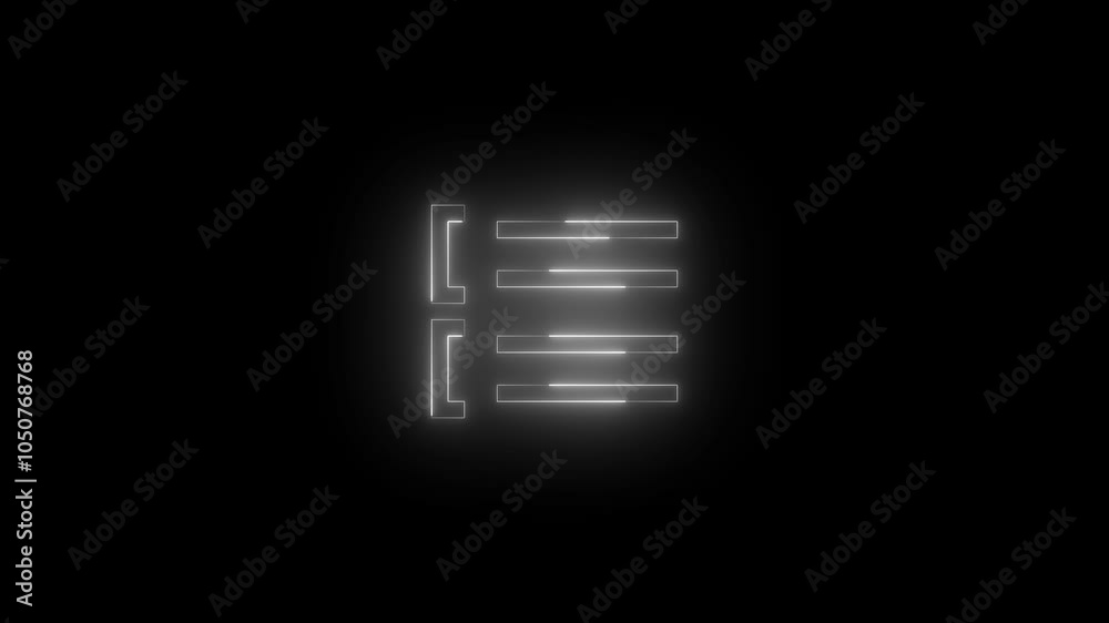Neon group list icon white glowing black background animation Neon group list icon white glowing black background animation