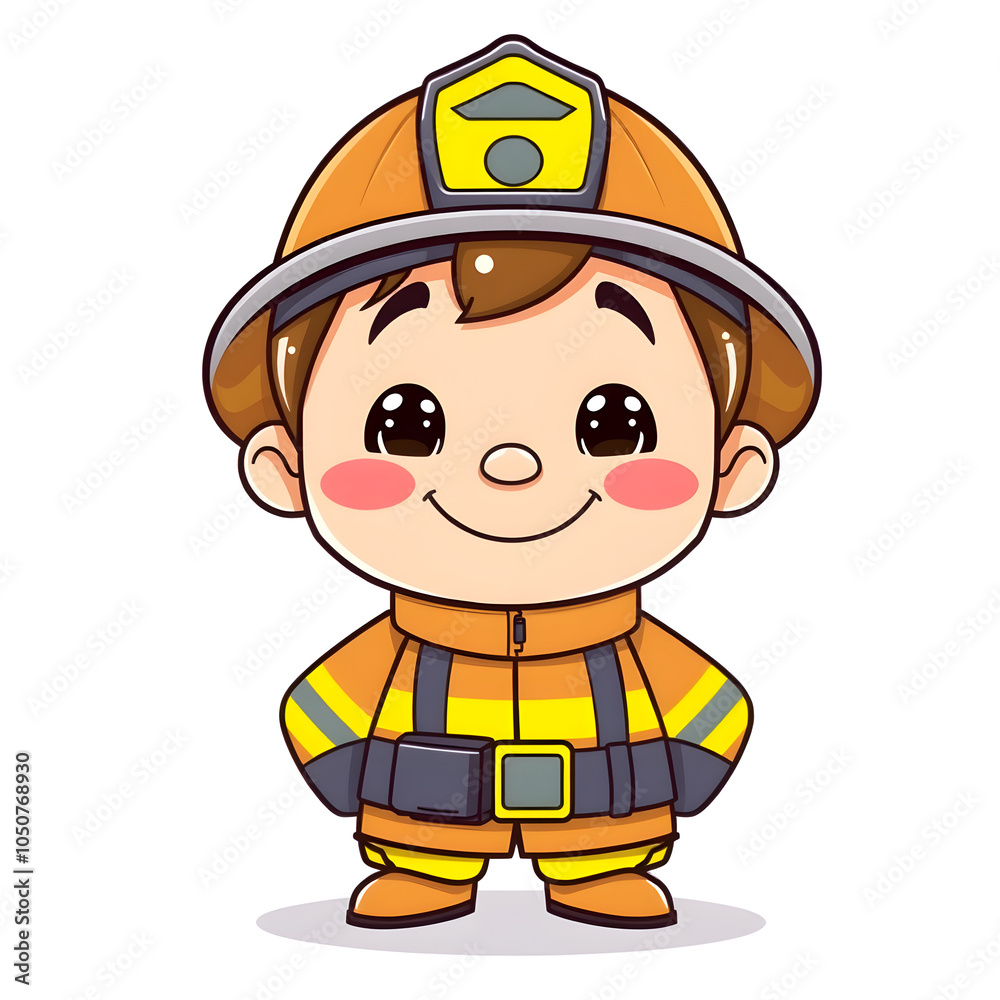 Cheerful Cartoon Firefighter Character, vibrant and friendly design for children. Generative AI Cheerful Cartoon Firefighter Character, vibrant and friendly design for children. Generative AI