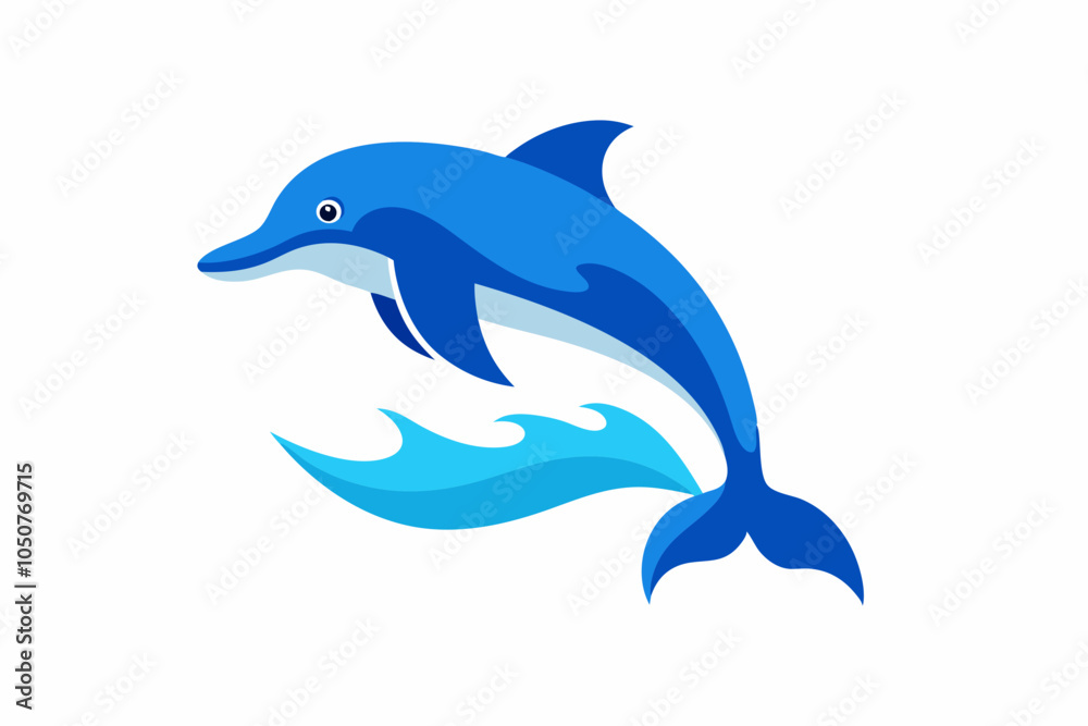 Fototapeta premium World Dolphin Day Dolphins Jumping in Waves Vector Illustration